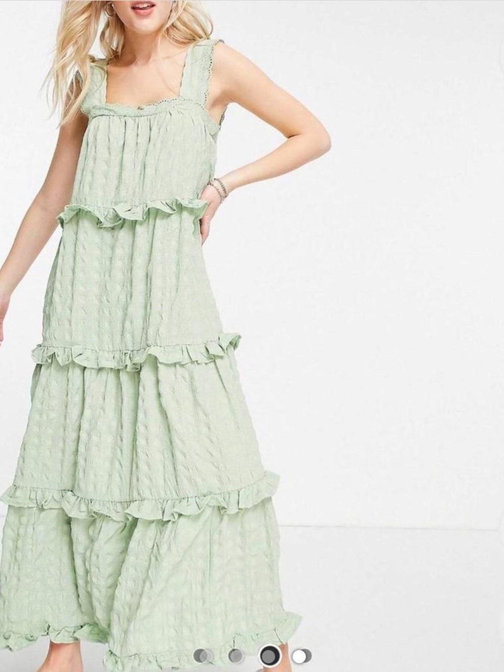 ASOS Sage Eyelet Tiered Ruffle Maxi Dress Size 6
